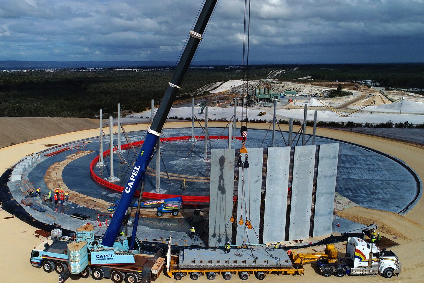 Capel Crane Hire tilt panel lift at a construction site